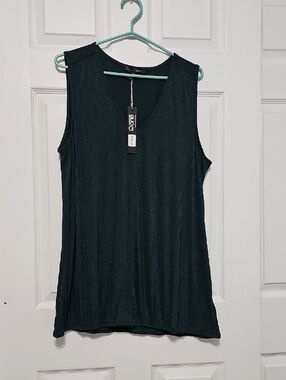Warehouse One Dark Green Ribbed V-Neck Sleeveless Tank